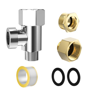 Bidet T-Valve with Adapter, 3/8” Metal T Valve for Bidet 3/8” X 3/8” X 1/2”, Two Brass 3/8 to 1/2 Adapters for 1/2” X 1/2” X 1/2” Water Supply Valve, Easy Installation with 3 Leak-Proof Accessories