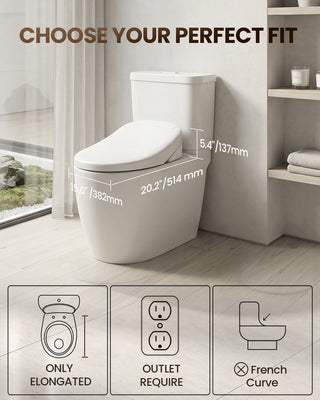 Bidet Toilet Seat Elongated, Remote Control, Instant Warm Water | Heated Seat,Oscillating & Turbo,Front & Rear Wash,Warm Air Dryer,Self-Cleaning Nozzle,Night Light, Eco & Child Mode