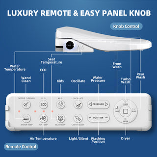 SmartWhale Electric Bidet Toilet Seat with Remote Control, Elongated Heated Toilet Seat, Beep Sound