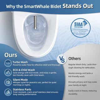 SmartWhale Electric Bidet Toilet Seat with Remote Control, Elongated Heated Toilet Seat