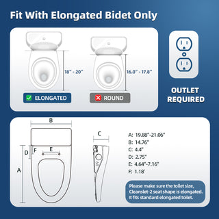 SmartWhale Electric Bidet Toilet Seat with Remote Control, Elongated Heated Toilet Seat, Beep Sound