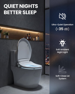 Bidet Toilet Seat Elongated, Remote Control, Instant Warm Water | Heated Seat,Oscillating & Turbo,Front & Rear Wash,Warm Air Dryer,Self-Cleaning Nozzle,Night Light, Eco & Child Mode