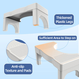 Toilet Stool Poop Stool, 6.7 Inch Plastic Toilet Stool for Squatting Posture, Heavy Duty Non-Slip Poop Foot Stool for Bathroom, Assistance Steps Stool for Adults and Children